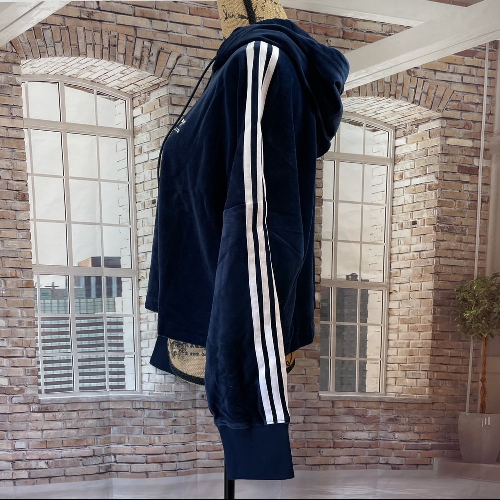 adidas Velour Cropped Hoodie Blue 90s Retro L + Bonus Top - Picture 10 of 16